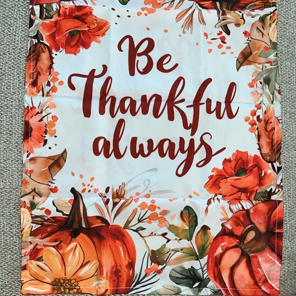 NIP Fall Yard Outdoor Be Thankful Always Pumpkin & Florals Double Sided - Picture 2 of 3